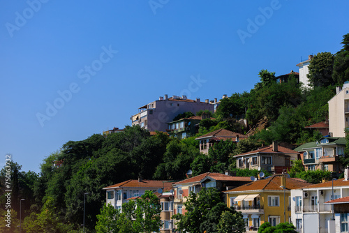 View of buildings and houses in public places in Turkey, sunny summer day © Kozlik_mozlik