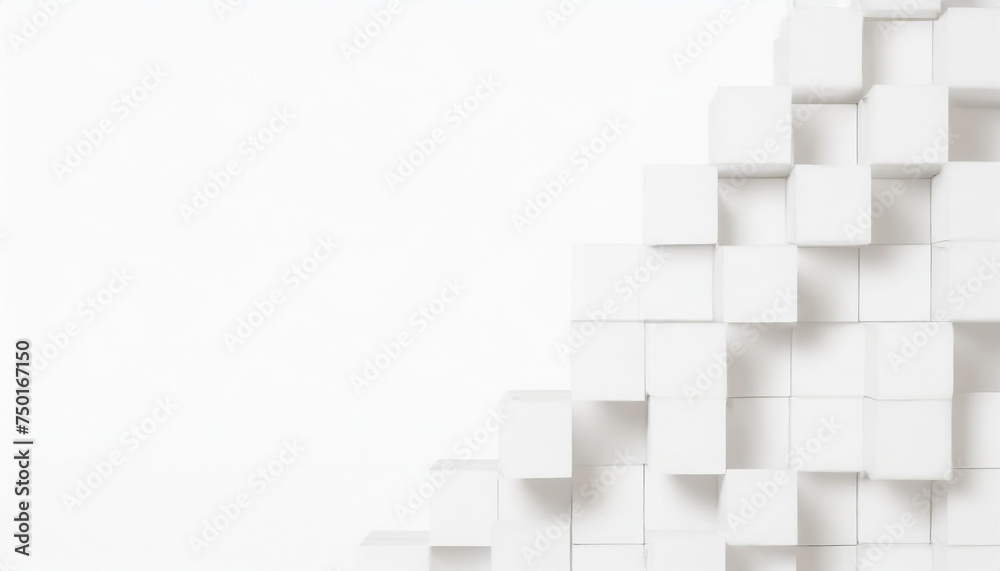 Random shifted white cube boxes block background wallpaper banner with copy space Random shifted white cube boxes block background wallpaper banner with copy space