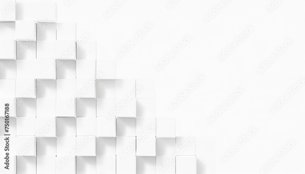 Random shifted white cube boxes block background wallpaper banner with copy space Random shifted white cube boxes block background wallpaper banner with copy space