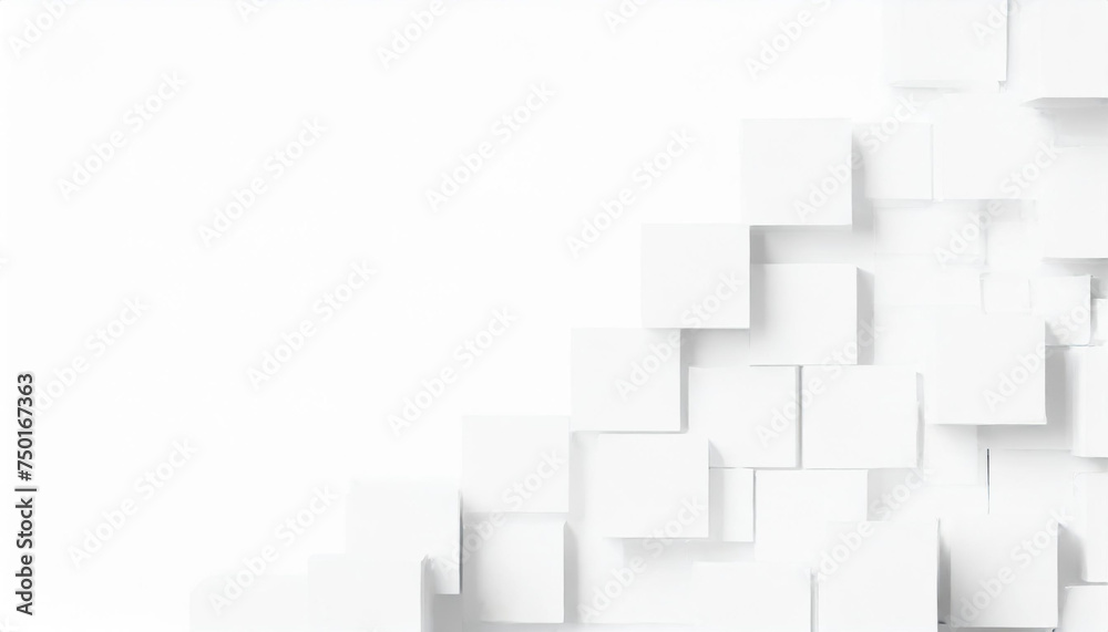 Random shifted white cube boxes block background wallpaper banner with copy space Random shifted white cube boxes block background wallpaper banner with copy space