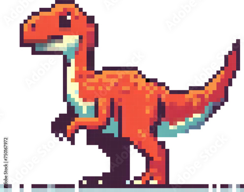 8 bit pixel art dinosaur Tyrannosaurus is an ancient animal of the Jurassic period. Vector icon in retro game style isolated on white background