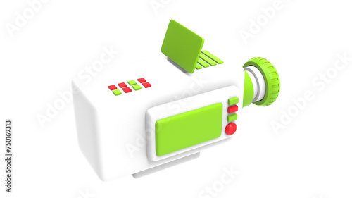 3d render movie recorder video camera for film or live cinema streaming isolated icon illustration
