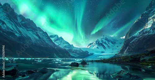 arctic whispers: a serene night under the aurora-lit sky © ArtisticALLY