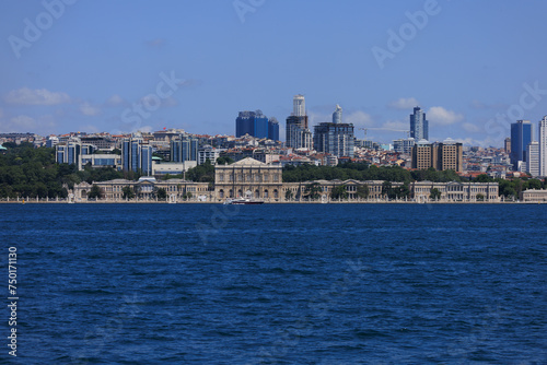 Cityscape View from the water to buildings in the city of Istanbul 