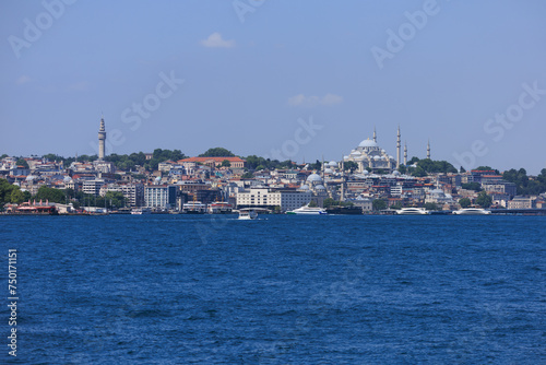 Cityscape View from the water to buildings in the city of Istanbul 