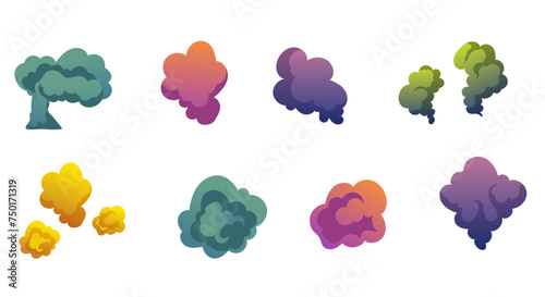 Smell cloud bad stink smelly armpit isolated set. Vector flat graphic design illustration