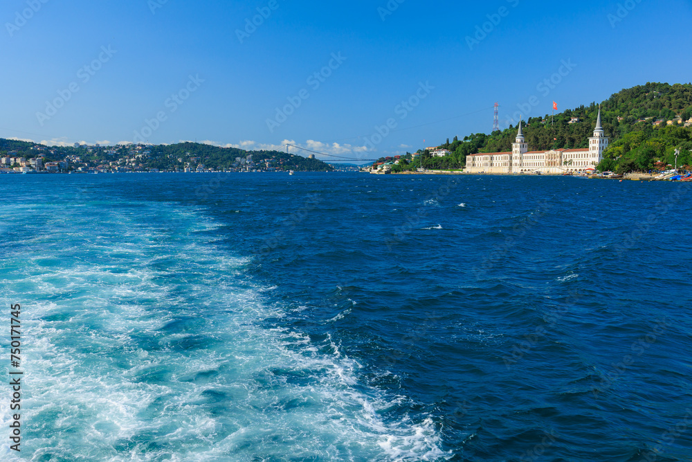 Cityscape View from the water to buildings in the city of Istanbul 