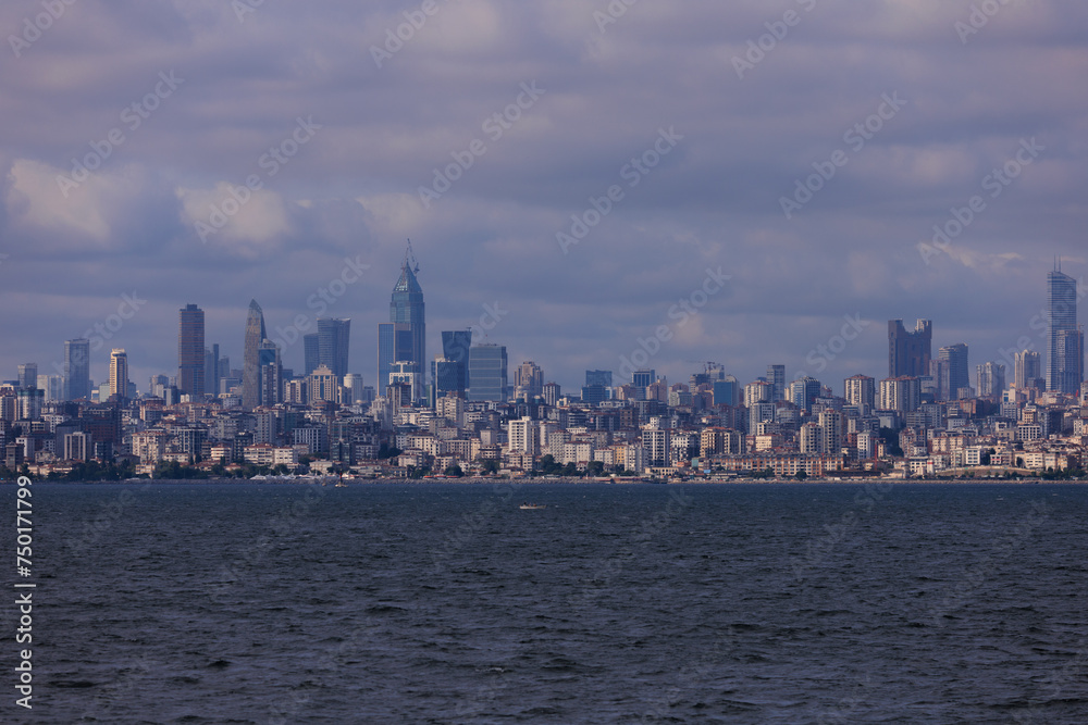 Cityscape View from the water to buildings in the city of Istanbul 