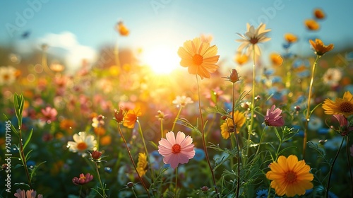 Beautiful spring flower background, blooming with vibrant colors and delicate petals. © maxdesign202