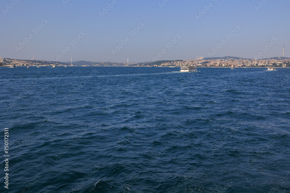 Cityscape View from the water to buildings in the city of Istanbul 