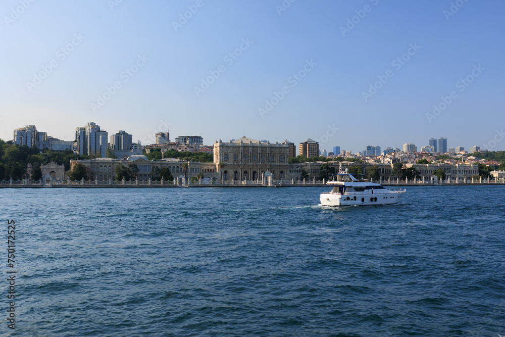 Cityscape View from the water to buildings in the city of Istanbul 