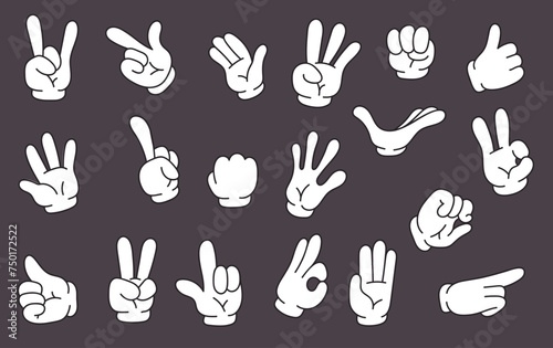 Cartoon comic retro arm hand finger gesture isolated set. Vector flat graphic design illustration © PrettyVectors