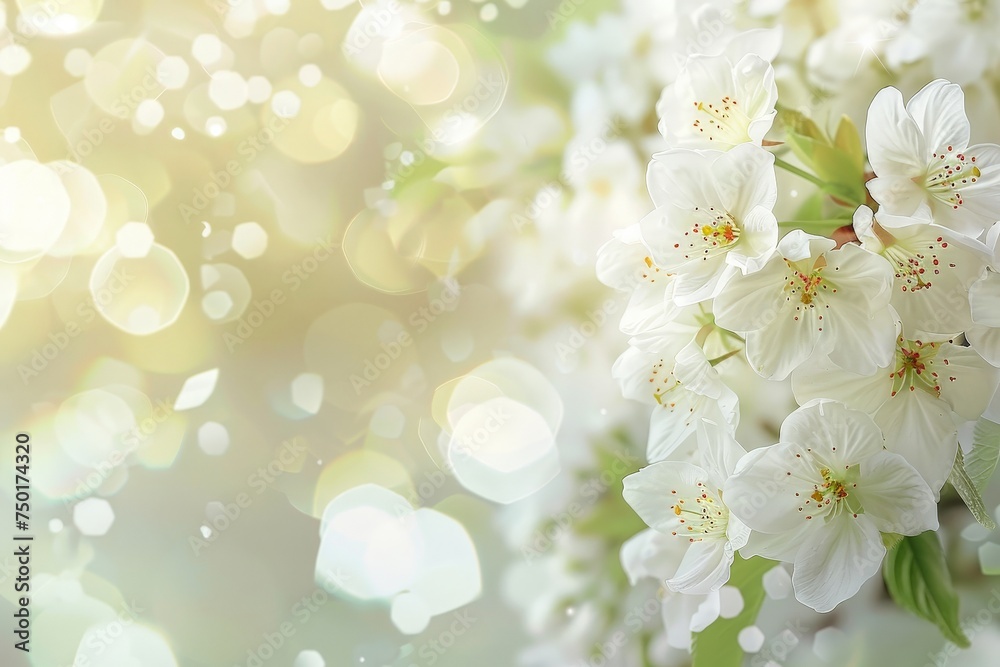 A close up of a bunch of white flowers with a blurry background
