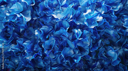 3D abstract background of blue artificial fabric flowers