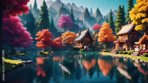 Step into a pixelated wonderland where the world is composed of vibrant, blocky pixels. Each element, from trees to animals, is a burst of color in this digital-inspired landscape © Farhan