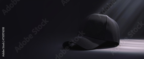 black baseball cap on a dark background
