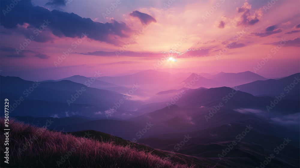 Fototapeta premium Mountain sunrise landscape photography