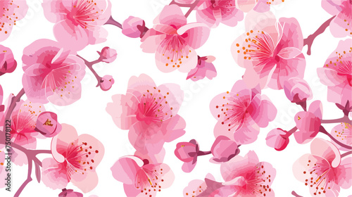 Fototapeta Naklejka Na Ścianę i Meble -  Beautiful seamless pattern with pink cherry blossom