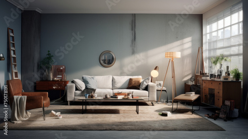 A modern living room with an augmented reality theme to create a unique look © Textures & Patterns