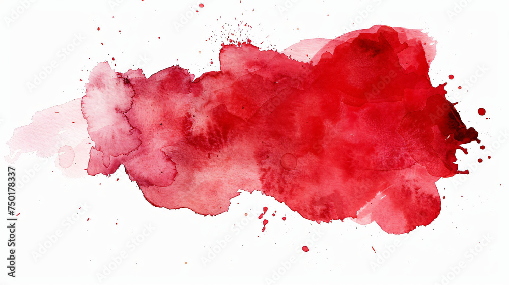 Red watercolor stain on white background