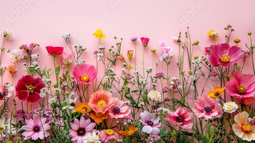 Romantic Pink Garden Flower Backdrop Generative AI