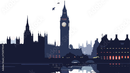 Big ben silhouette isolated on white background cart