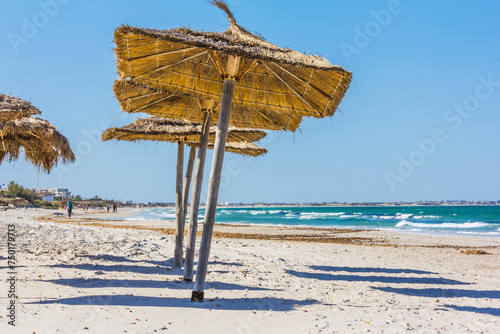 sand beach and blue sky in Tunisia photo