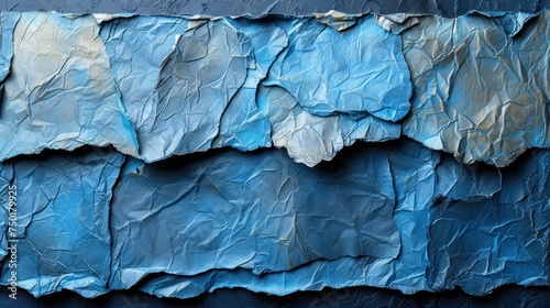 Wallpaper Mural  a close up of a piece of paper that looks like a wave of blue and white paint on a black background with a blue strip of paper that has been torn off. Torontodigital.ca