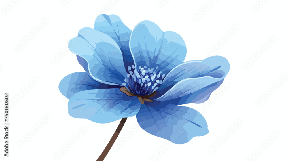 Blue flower on stem cartoon isolated illustrations i