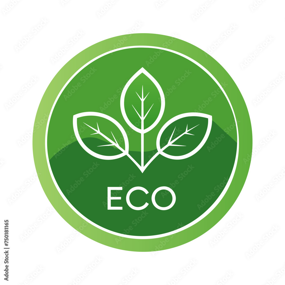 eco green button icon with leaf icon vector illustration eco green button icon with leaf icon vector illustration