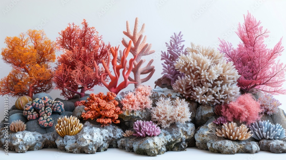 Coral reef border, isolated on white background Coral reef border, isolated on white background