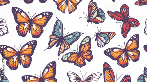 Butterfly seamless pattern insect line art cartoon i © iclute