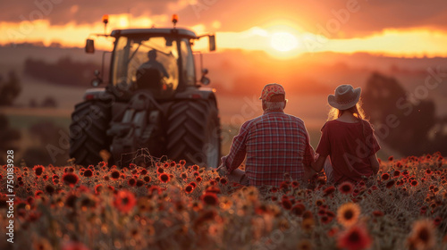 Couple Standing in Field of Flowers