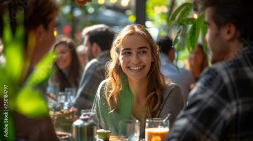 Smiling Woman at Table