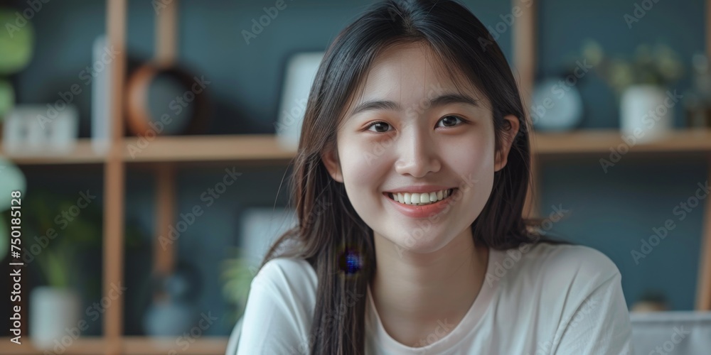 portrait of a young asian smiling woman Generative AI