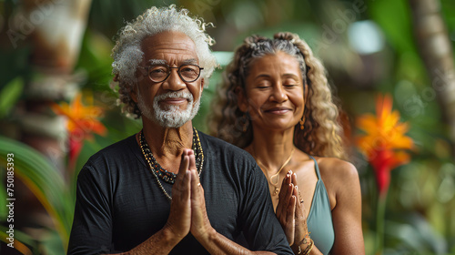 Man and Woman Practicing Yoga Together