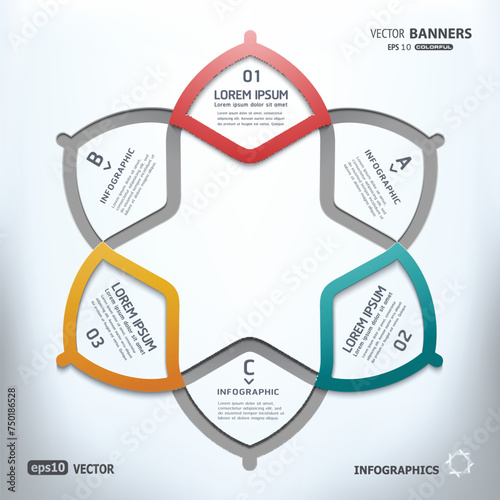 Hexagon 3d infographic template. Bussiness concept with six parts.