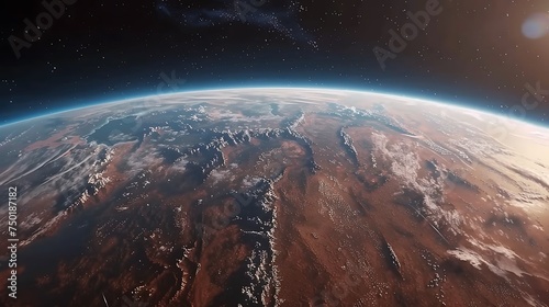 A view of the earth from space, showing the planet's curvature and the thin layer of atmosphere that sustains life