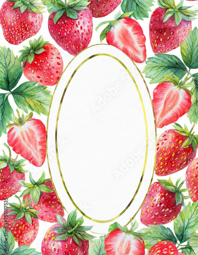 Wallpaper Mural Oval Frame with Strawberries on White Background Torontodigital.ca