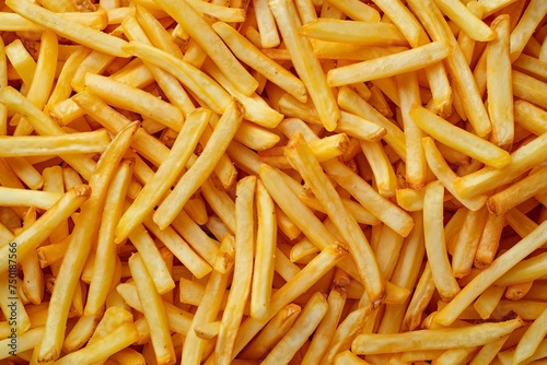 A tantalizing display of crispy golden french fries Capturing the essence of indulgence and fast-food delight
