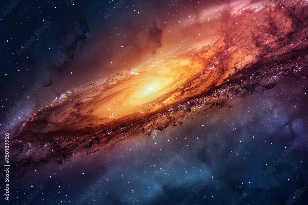 Fototapeta premium Captivating image of a distant galaxy Showcasing the beauty and mystery of the universe with vibrant colors and cosmic phenomena