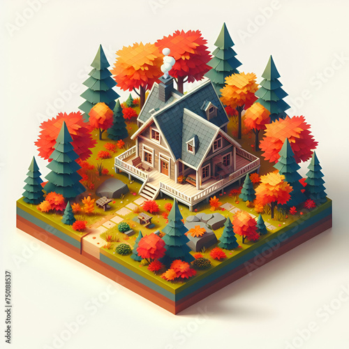 house modle with trees photo