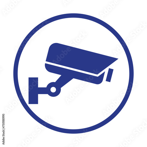 Security camera blue icon, video surveillance, cctv sign. Surveillance camera,monitoring, safety home protection system. Fixed CCTV, Security Camera Icon Vector Template Illustration Design.