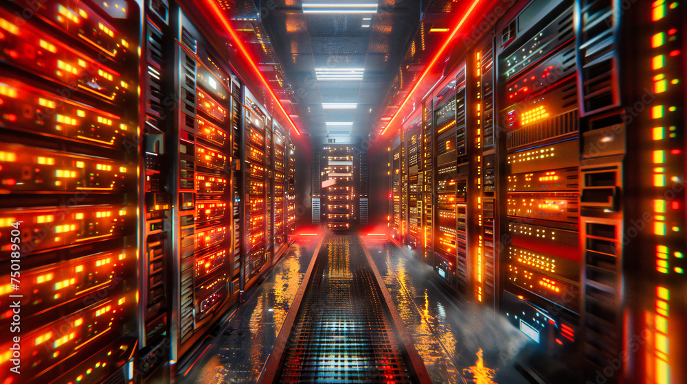 Data Center Dynamics: Server Room with Advanced Networking Equipment, Powering the Digital World Data Center Dynamics: Server Room with Advanced Networking Equipment, Powering the Digital World