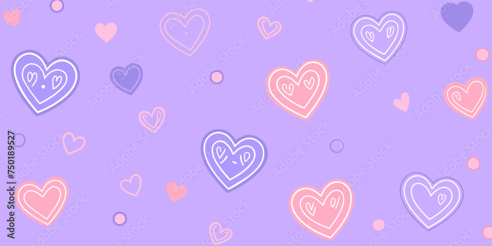 Pastel Colors Background with Doodle Hearts for Wallpaper