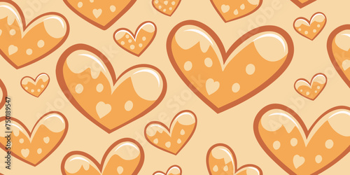 Light Chocolate Color Hearts Doodles Background