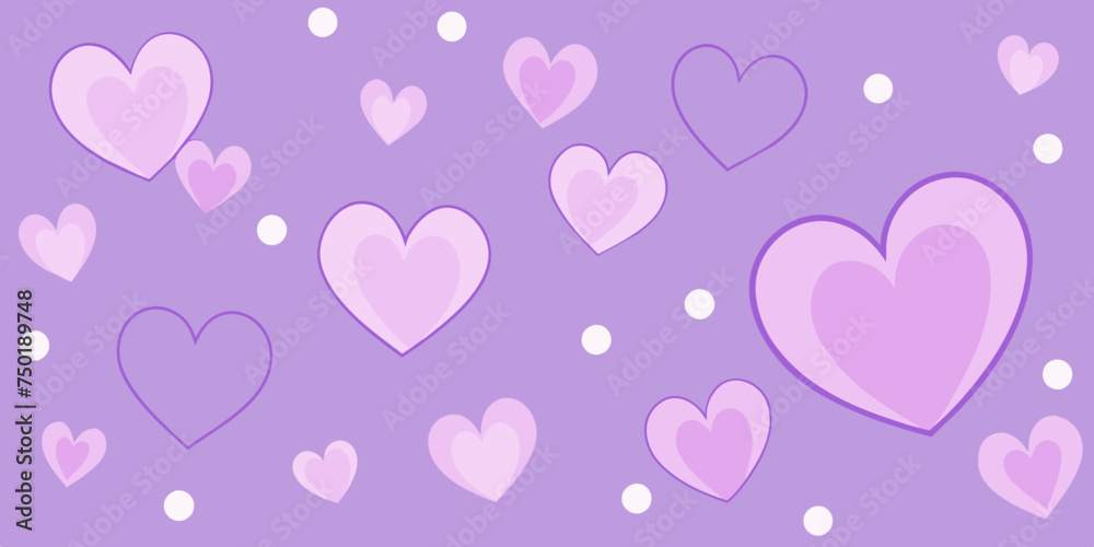 Pastel Purple Background with Hearts for Wallpaper