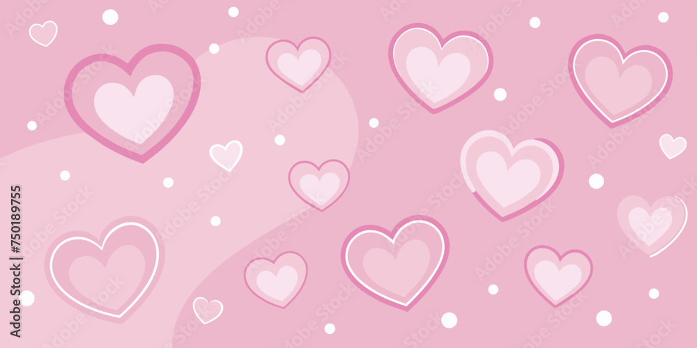 Pastel Pink Background with Hearts for Wallpaper