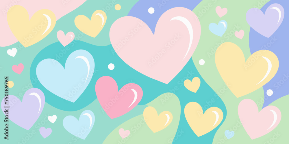 Pastel Colors Background with Hearts for Wallpaper