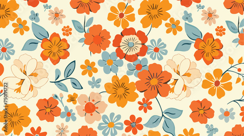 Colorful floral seamless pattern illustration. Vinta